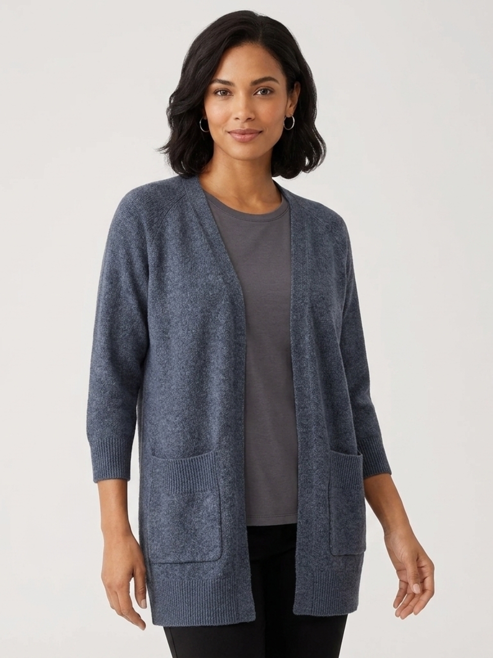 GAP Open-Front Heathered Navy Cashmere Blend Blue Cardigan Size Small